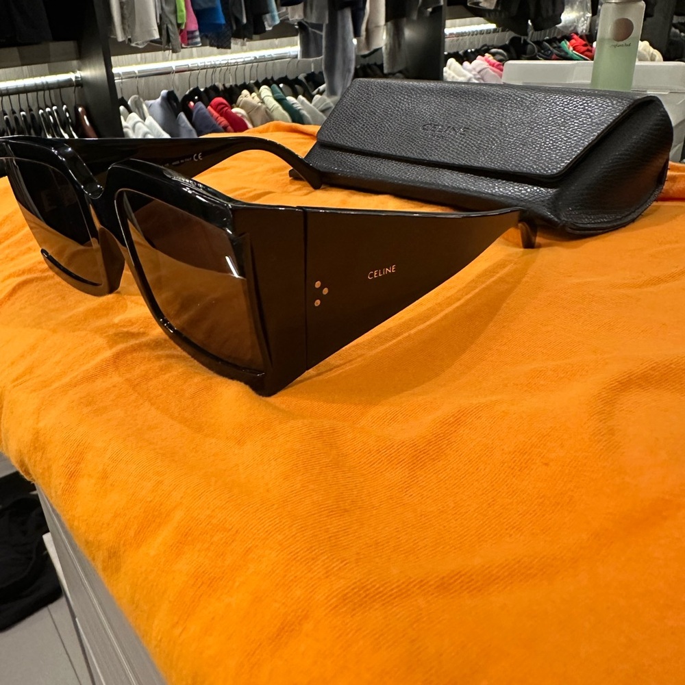Celine oversized Glossy Black Sunglasses with Case
